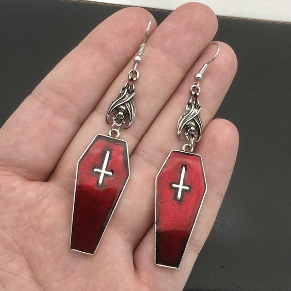 Aretes Punk Halloween Estilo Europeo y Americano - Cruz y Murciélago