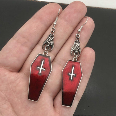 Aretes Punk Halloween Estilo Europeo y Americano - Cruz y Murciélago