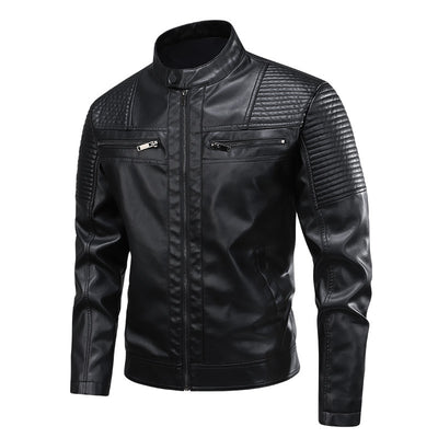 Chaqueta de Cuero para Hombre Slim Fit con Cuello de Pie - Abrigo Biker Premium - Image 5