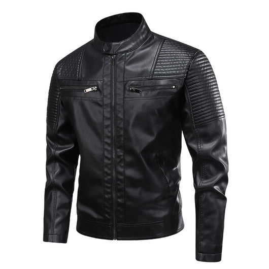 Chaqueta de Cuero para Hombre Slim Fit con Cuello de Pie - Abrigo Biker Premium - Image 5