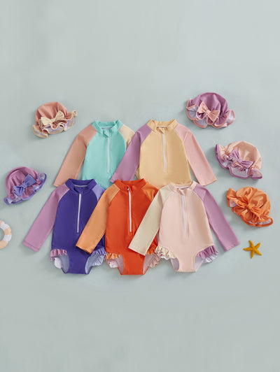 Traje de Baño Infantil de Una Pieza con Mangas Largas y Gorro Integrado - Image 12
