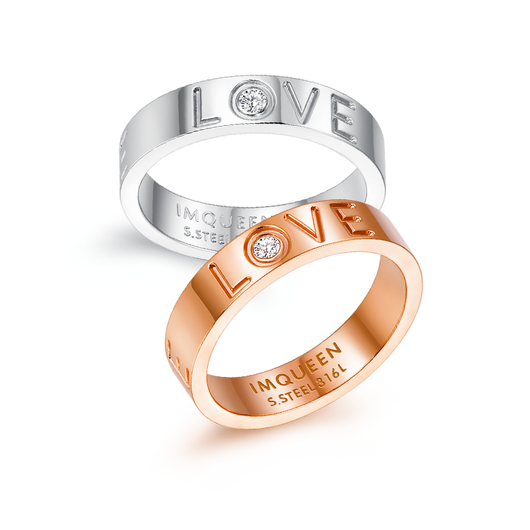Anillo de Pareja LOVE en Acero Titanio - Regalo de Boda Minimalista - Image 2