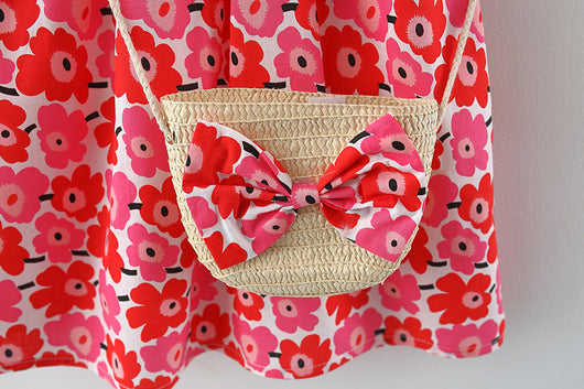 Vestido para Niña con Mangas Volantes + Bolsa Canasta de Bambú - Image 16