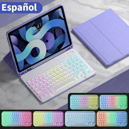 Funda iPad con Teclado Bluetooth Luminoso en Cuero Premium - Image 9