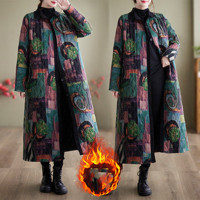 Abrigo Largo Étnico Vintage de Manga Larga para Mujer