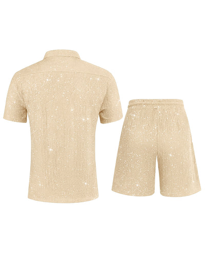 Conjunto de Camisa Brillante y Pantalón Corto para Hombre - Image 34
