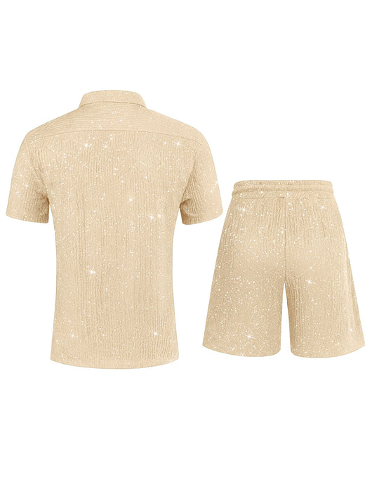 Conjunto de Camisa Brillante y Pantalón Corto para Hombre - Image 34