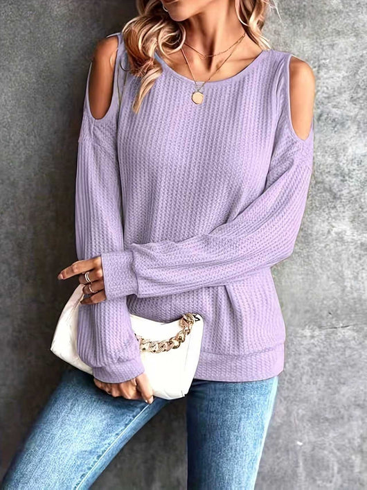Blusa Manga Larga Hombros Descubiertos con Botones en la Espalda para Mujer - Image 13