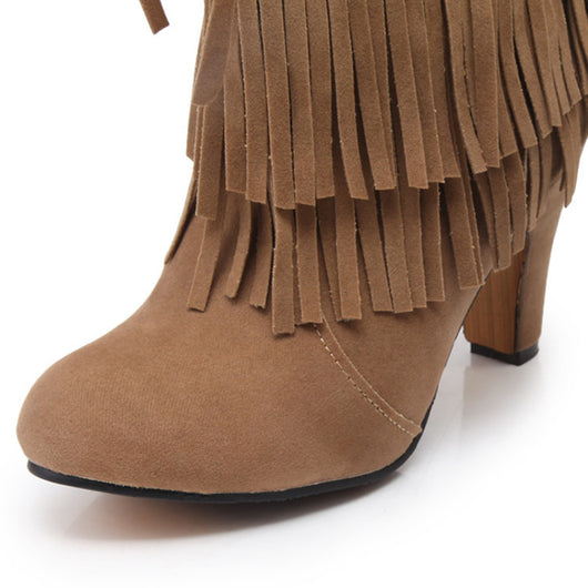 Botas Cortas de Tacón Alto con Flecos para Mujer - Image 6