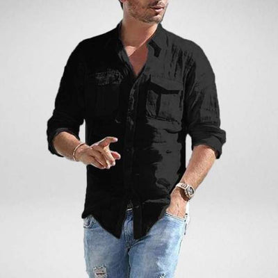Camisa Urbana de Manga Larga con Solapa para Hombre - Image 8