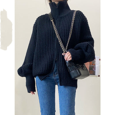 Cardigan de Punto Holgado con Cierre - Suéter Tejido Cómodo para Mujer - Image 3