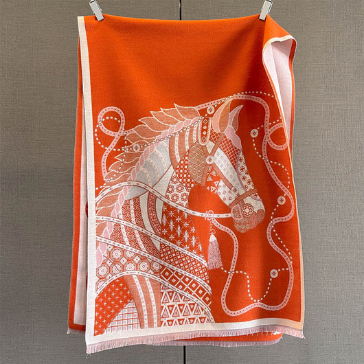 Bufanda de Imitación Cashmere con Estampado de Caballos - Versión Extendida y Reforzada - Image 10