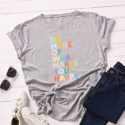 Camiseta Suelta de Cuello Redondo con Letras para Mujer - Image 18