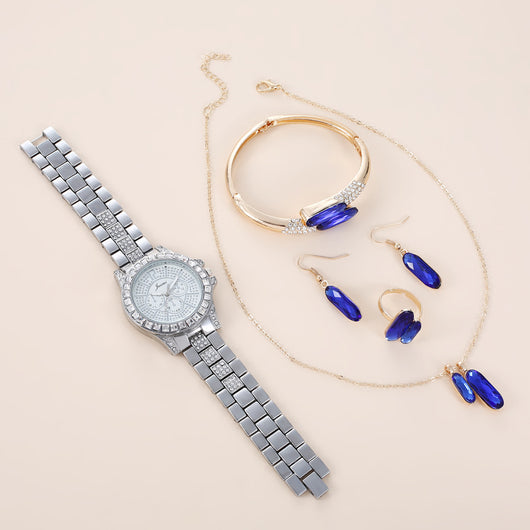 Conjunto de Accesorios en Acero Verde: Reloj, Anillo, Collar y Aretes de Cuarzo - Image 41