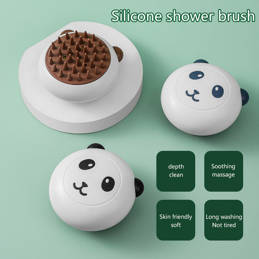 Cepillo de Baño Suave para Mascotas - Diseño Panda con Cerdas Silicona