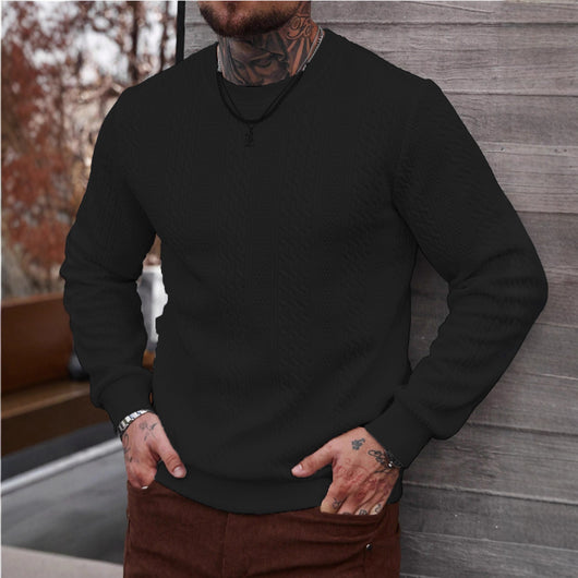 Playera Casual Holgada para Hombre con Cuello Redondo y Textura Jacquard - Image 2