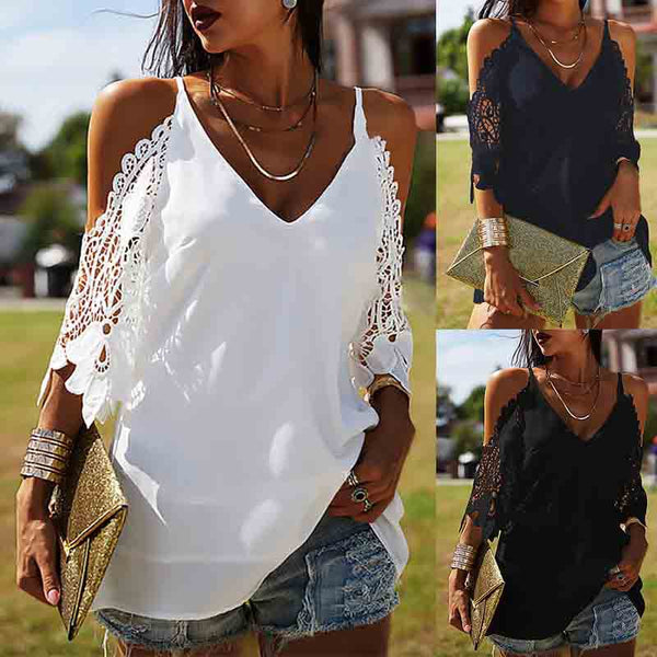 Blusa Suelta Casual de Color Liso para Mujer