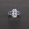 Simulação Anel 8 Quilates Formato Oval 812 Grupo De Diamantes Quebrados Azul-branco 5