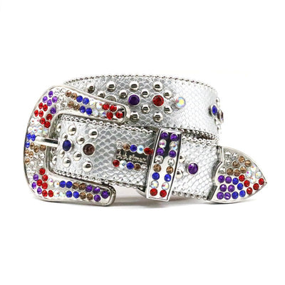 Cinturón de Cuero para Hombre con Diseño de Serpiente y Cristales Brillantes Hecho a Mano