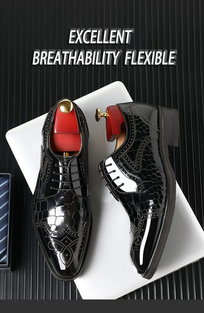 Zapatos Oxford Brogue de Cuero para Hombre - Punta Cuadrada Estilo Japonés - Image 30