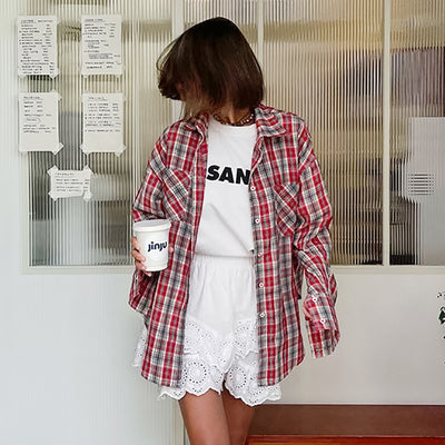 Camisa Retro Cuadros Estilo Americano con Forro Solar - Image 2