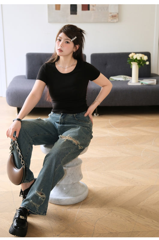 Blusa Plisada Talla Grande con Cintura Ajustable y Manga Corta - Image 20