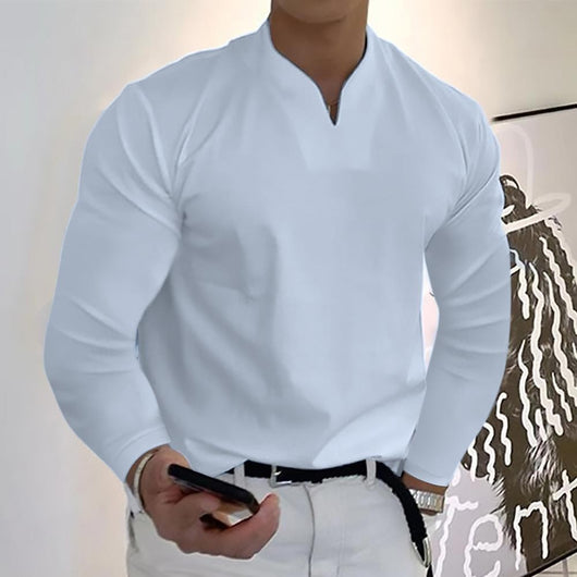 Camiseta Manga Larga Cuello V Transpirable para Hombre - Image 6