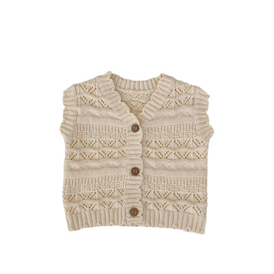 Chaleco Cardigan Tejido V-Neck para Bebés Otoño - Suéter de Punto Crochet Unisex - Image 5