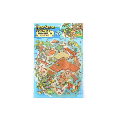 "Sea Studio" extra large landscaping stickers with a three-dimensional cottage island design and various decorative elements. - Image 3