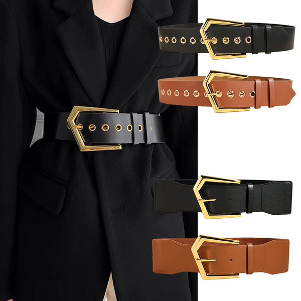 Cinturón Elástico Metálico Negro Ajustable - Accesorios de Moda para Abrigos y Faldas