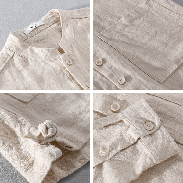 Camisa Abrigo Estilo Retro con Cuello Mao y Botones de Nudo Chino