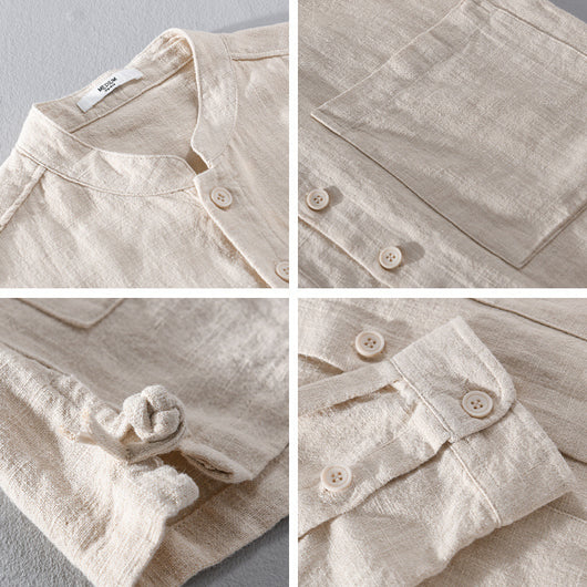 Camisa Abrigo Estilo Retro con Cuello Mao y Botones de Nudo Chino - Image 2