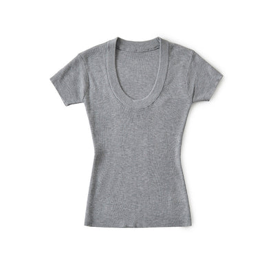 Blusa Ajustada de Lana Estilo Europeo - Cuello Redondo Liso y Elástico - Image 33