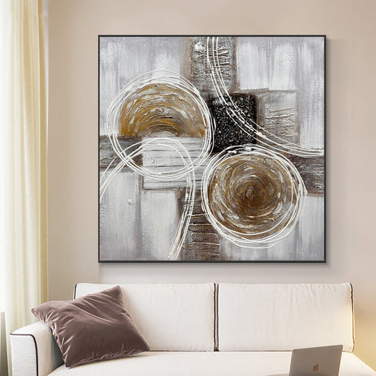 Cuadro Abstracto Moderno Óleo Sobre Lienzo Paisaje Tonos Café y Negro - Image 7