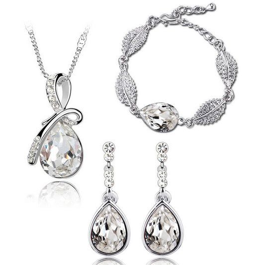 Set de Joyas Elegantes: Aretes Gota de Cristal, Collar Acacia y Pulsera - Image 2