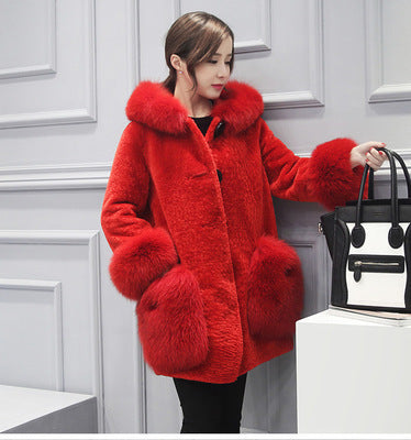 Abrigo de Invierno Coreano con Pelaje para Mujer