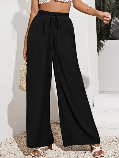 Pantalones Anchos de Talle Alto con Cintura Elástica Ajustable - Image 24