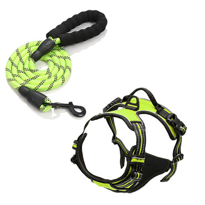 Red and black dog harness with reflective strips, adjustable straps, and a top handle for secure pet control. - Image 5