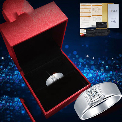 Anillo de Diamante de Quilate en Oro Blanco para Parejas en Plata Esterlina - Image 13