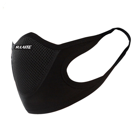 SULAITE face masks in black, red, grey, and blue, featuring a breathable mesh panel and ear loops. - Image 2