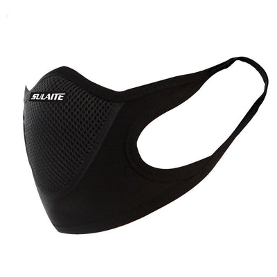SULAITE face masks in black, red, grey, and blue, featuring a breathable mesh panel and ear loops. - Image 2