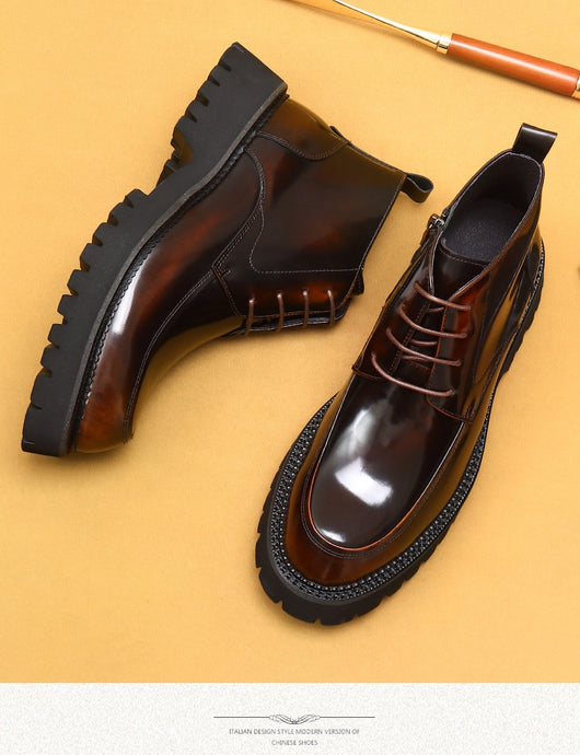Botas Martin de Cuero Charol Plataforma con Cierre - Estilo Británico Elegante - Image 17