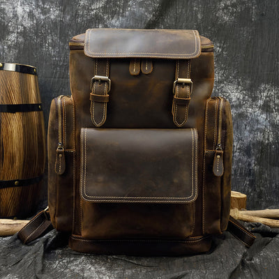 Mochila Multifuncional de Cuero Crazy Horse Retro para Hombre y Estudiantes - Image 30
