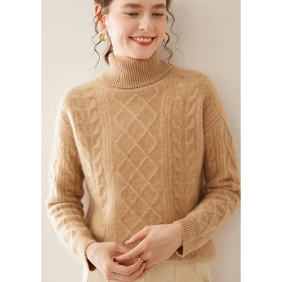 Suéter Cashmere Suelto con Cuello Alto - Tejido Grueso de Tres Capas - Image 6