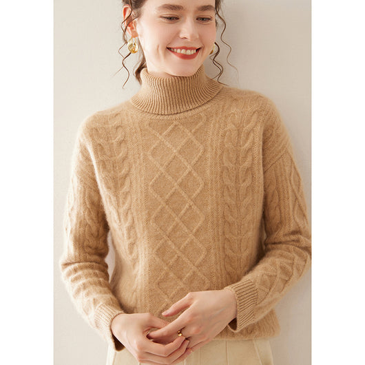 Suéter Cashmere Suelto con Cuello Alto - Tejido Grueso de Tres Capas - Image 6