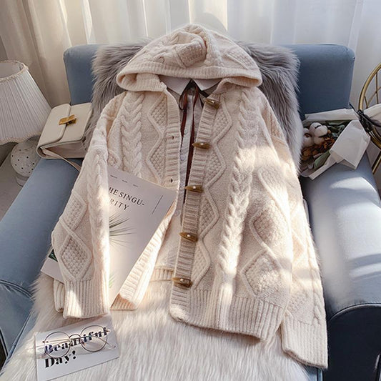 Chaqueta Sudadera con Capucha y Botones de Cuerno