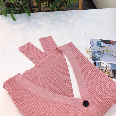 Cardigan Tejido Falsa Dos Piezas Mujer Cuello V Manga Larga - Image 53