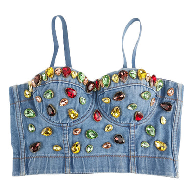 Chaleco Denim Corto Multicolor con Envolvente de Pecho - Image 3