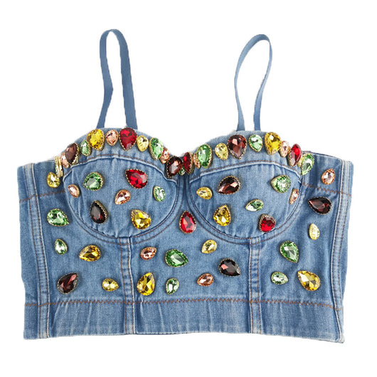 Chaleco Denim Corto Multicolor con Envolvente de Pecho - Image 3