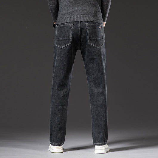 Jeans Rectos Holgados de Tiro Medio con Elasticidad para Hombre - Image 5